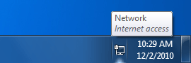 Windows 7 Notification Area Network Icon: Network - Internet Access