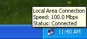 Windows XP Notification Area Network Icon: Local Area Connection - Status: Connected