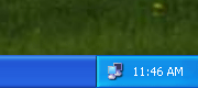Windows XP Notification Area Network Icon: Local Area Connection - Status: Connected: Transferring Data