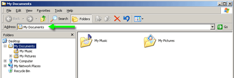 Windows XP Home Edition Windows Explorer Address Bar Field Added