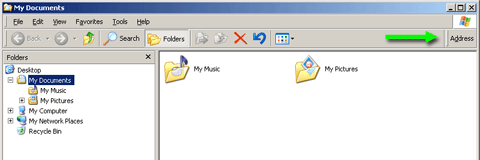 Windows XP Home Edition Windows Explorer Address Bar