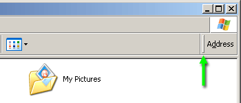 Windows XP Home Edition Windows Explorer Address Bar Raised Vertical Bar