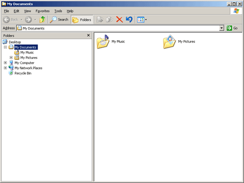 Windows XP Professional Windows Explorer Status Bar Default